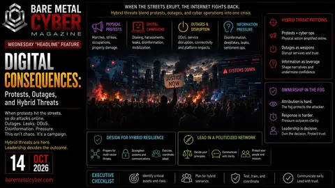 Cover art for Digital Consequences: Protests, Outages, and Hybrid Threats