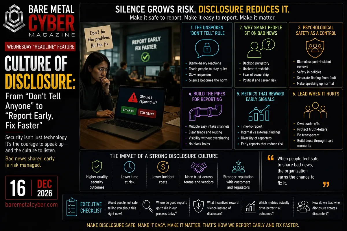 Cover art for Culture of Disclosure: From “Don’t Tell Anyone” to “Report Early, Fix Faster”